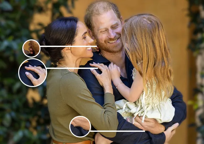 Prince Harry and Meghan Markle with Princess Lilibet Photoshop fail speculation