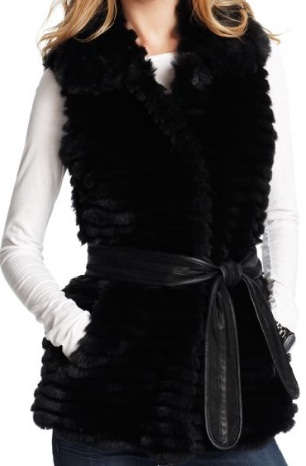 Faux fur 2024 vest with belt